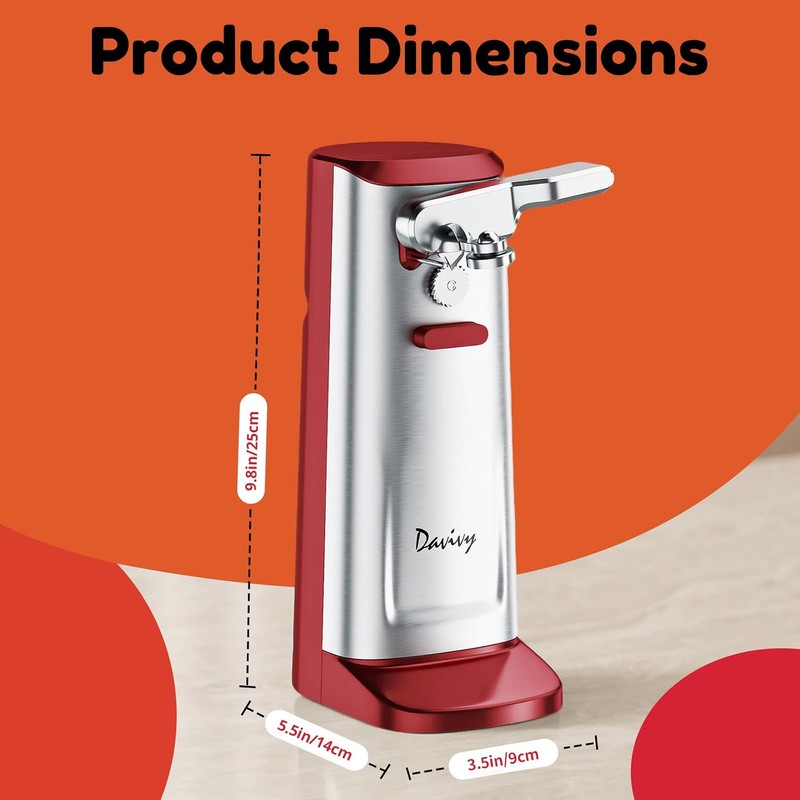 Davivy Electric Can Opener, Removable Stainless Steel Cutter and 3-in-1