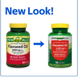 Flaxseed Oil Softgels 1000 mg – 100 Count – Vegetarian Omega-3 Supplement (Pack of 1)