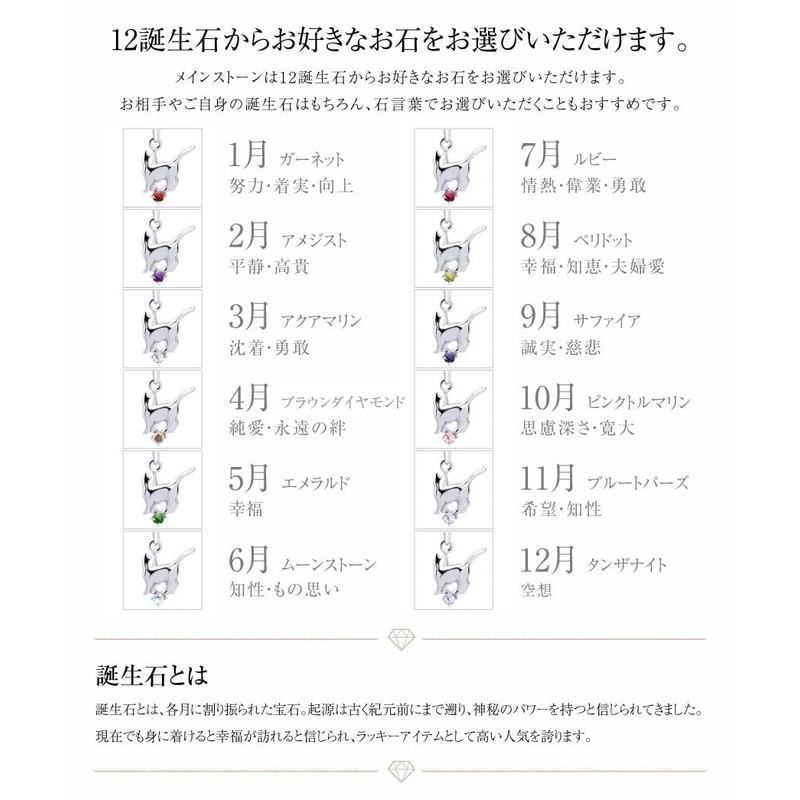 Sears Angel Cat Silver Necklace, Birthstone s-171, Silver, January Garnet