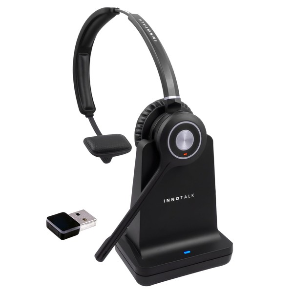 INNOTALK - Mono Wireless Bluetooth Phone Headset+USB-A Dongle & Charging