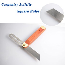 Sliding T-Bevel Square Angle Ruler Protractor 9 Inch Activity Ruler Multi Angle Gauge Measuring Tool Stainless Steel Ruler Wooden Handle
