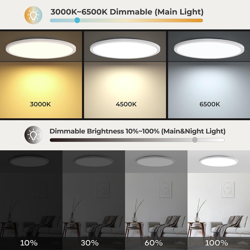 Matane 15.4in LED Flush Mount Ceiling Light Fixture with Remote,