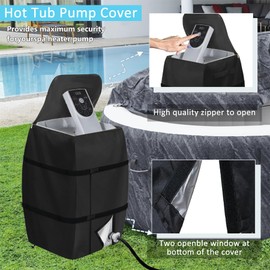 Hot Tub Pump Cover, Spa Heater Pump Cover, Hot Tub Insulated Pump Cover, Inflatable Bathtub Pump Cover, 420D Oxford cloth Waterproof Dustproof, for Tub/Pool Outdoor, 16.9 * 14.9 * 21.2inch, black