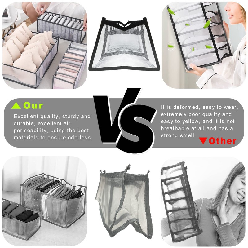 ULENDIS 9 Pack Wardrobe Clothes Organizer for Drawers, Foldable Clothes