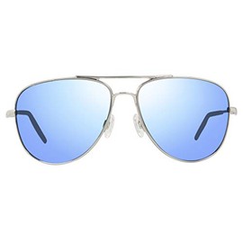 Revo Unisex RE 3087 Windspeed Aviator Polarized UV Protection Sunglasses, Polished Chrome Frame, Blue Water Lens