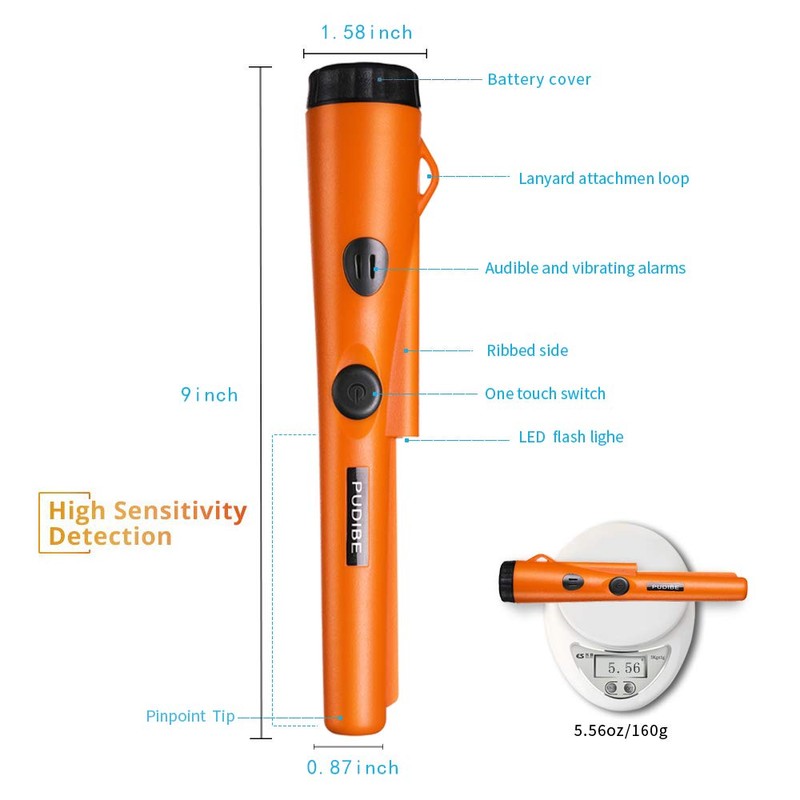 Pinpoint Metal Detector Pinpointer - Fully Waterproof with Orange Color