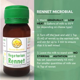 Liquid Rennet - Vegetarian Rennet for Cheese Making (50ml / 1.8 oz)