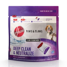Hoover Paws & Claws Clean Packs, Sea Breeze Scent, Pre-Measured Concentrated Pack Solution, Tackles Tough Pet Messes & Stains, Pair Full Size Carpet Cleaning Machines