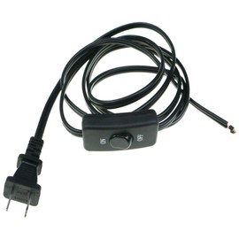 HBFBZM 6Feet Lamp Cord with Switch On Off, 6Ft 18AWG 2 Prong Power Cord with 3A Switch,Pure Copper Wiring Tail Stripped (Black1pcs)