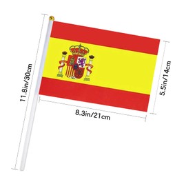 Spain Flag Small Spanish Flag 12 Pack Mini Hand Held Spanish Flags on Sticks for Party Parades Sports Events Patriotic Holiday Decorations