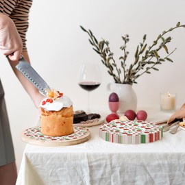 Cinnvoice 100 Pcs Christmas Paper Doilies 12" Disposable Lace Doily with Poinsettia Flower Xmas Round Foil Lace Paper Doily Place mats for Cakes Crafts Christmas Holiday Party Table Top Decorations