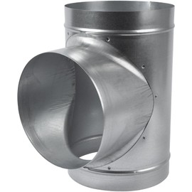 HVAC OV 90° Degree Ø8 x 8 x 8 Inch T Shape Duct Splitter - Metal 3 Way Fitting Adapter - Galvanized Steel - Round Duct Hose Dryer Connector - for Home or Industrial HVAC Ventilation - Branch 8 Inch