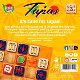 Funforge Tapas - Engaging Tile Laying Board Game for Strategic Family Fun | 2 Players | Ages 8+ | Abstract Strategy Puzzle with Croquetas & Jalapenos Theme