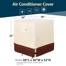 Westblue Air Conditioner Cover for Outside Units-Heavy Duty 600D AC Cover for Outside Unit Waterproof & Resistant AC Unit Covers Outdoor Central Square (​Honey & Mocha, 30x30x32 inches)