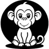 'Cute Monkey Sitting' Rubber Stamp - Unmounted Design for Crafting