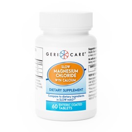 Gericare Slow Magnesium Chloride | Calcium Tablets by Geri-Care | Nutritional Supplement | 60 Count Bottle (Pack of 1)