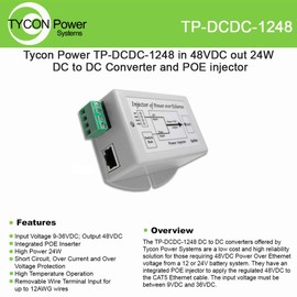 Tycon Systems TP-DCDC-1248 9-36VDC in 48VDC Out DC to DC Converter
