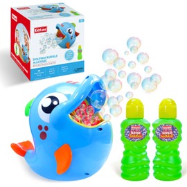 Kidzlane Bubble Maker Machine for Kids - Big Bubbles Speed Blower for Toddler's Outdoor Party Play - Makes 500 to 1000 per Minute (Bubble Dolphin) - Easter Basket Filler and Easter Gift for Children