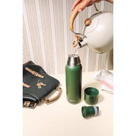 Ello Therma 32oz Insulated Stainless Steel Thermos for Hot & Cold Beverages with Leak Proof Lid & Built-in Cup, Triple Wall Insulation, Hot 24 Hrs, Perfect for Coffee,Tea, Dishwasher Safe, Green