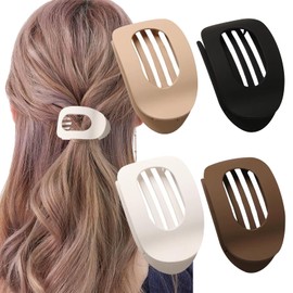 4 PCS Flat Hair Clips Women – Matte Claw Clips with Strong Hold, No Slip Duck Billed Hair Clips Claw for Lying, Driving, Thick or Thin Hair – Neutral Color Hair Accessories for Women and Girls