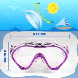 Yizerel Kids Swim Mask, Swimming Goggles with Nose Cover, Snorkel Gear Scuba Diving Snorkeling, Anti-Fog UV Protection Lens Waterproof Socket 180° View Angle Face Mask for Youth Children Junior Teens