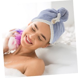 IWOWHERO Water Absorption Hair Drying Hat Coral Fleece Portable Wrap Towel with Button for Quick Drying for Wet and Curly Hair Reducing Frizz and Breakage