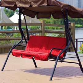 Outdoor Swing 3-Seat Chair Cushion, Waterproof Porch Swing Cover - for Patio, Garden, and Yard - Fits 3-Seat Swings - Red