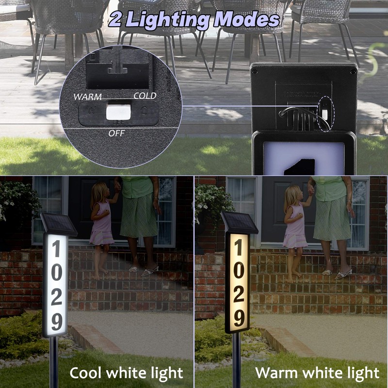 ATDAWN Solar Lighted House Address Numbers Sign, Solar Powered House