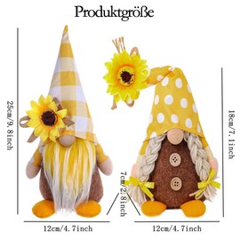 smartelf Pack of 2 Spring Sunflower Gnome, Spring Decoration Gnome, Gnome Spring, Spring Decoration Indoor, Handmade Plush Dolls Gnome Decorations for Home Decoration