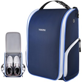 YOREPEK Golf Shoe Bag, with 3 Pockets for Socks, Gloves, Tees, Balls, Brush, Designed with a Buckle Top Carry Handle, Zippered Sport Shoe Carrier Bags with Ventilation, Golf Gifts for Men Unique,Blue