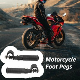 Pair of Motorcycle Foot Pegs, Highway Pegs for Crash Bars, Bike Pegs Clamp Footrest Mount for 1in Engine Crash Bar(Black)