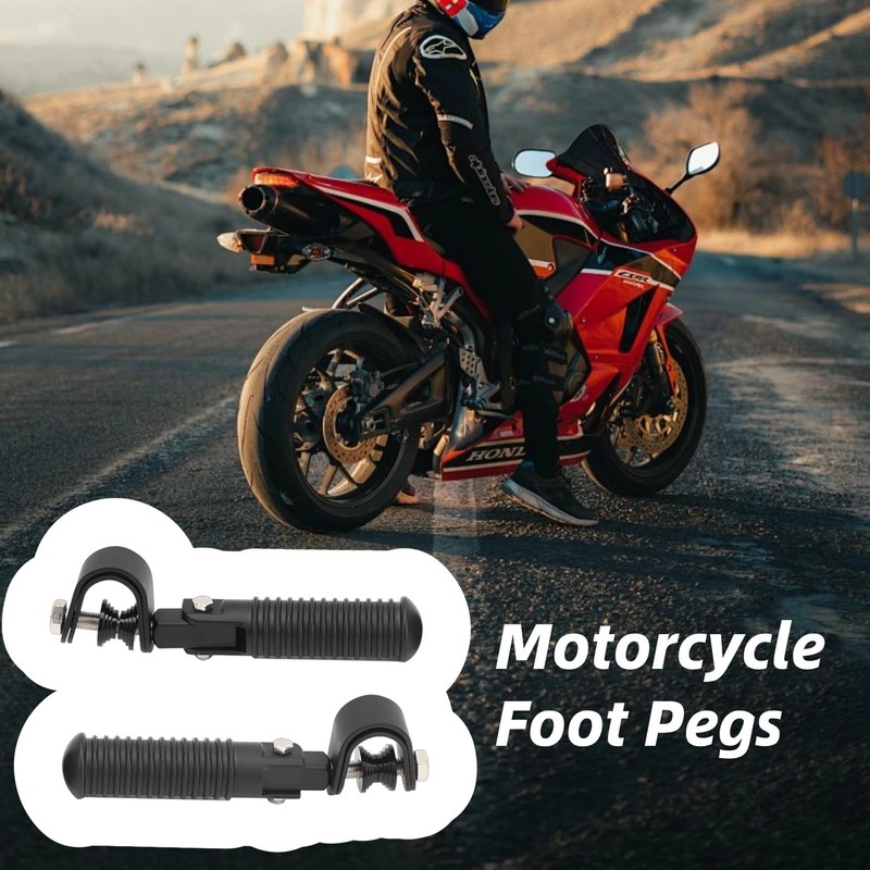Pair of Motorcycle Foot Pegs, Highway Pegs for Crash Bars,
