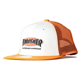 Slasher 23TH-C01K / OVAL MAG CAP Kids Flat Cap (Half Mesh) Hat, WHT/ORG