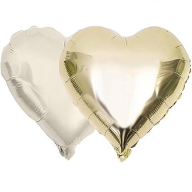 Boojarr Light Gold Cream Heart Balloons, 10Pcs Cream White Champagne Gold Foil Heart Shape Mylar Balloons, Decorations for Anniversary Wedding Valentines Engagement Birthday Party