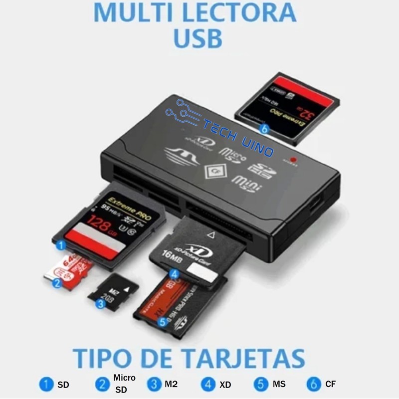 Genérico Lector de Tarjetas de Memoria Múltiple HUB 6en1 USB