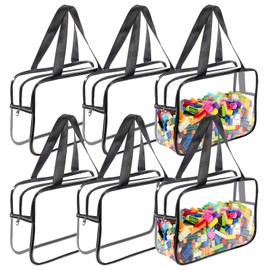 6 Packs Toy Storage Bag: Gordepy Clear Toy Organizer with Zipper, Waterproof PVC Travel Bags for Playroom Essentials, Building Blocks, Crafts