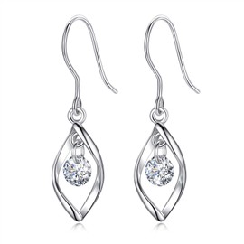 AEONSLOVE Women's Earrings 925 Silver Water Drop Pendant Earrings with Cubic Zirconia Girls Jewellery Birthday Gifts for Her Women