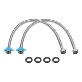 QUARKZMAN 2 Stück 20" Wasserhahn Anschlussschläuche Edelstahl Geflochten Lange Wasserhahn Anschluss G1/2 Weibliches Druckgewinde x G1/2 Weibliches Gerades Gewinde für Badezimmer (Silber)