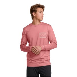 Billabong Men's Standard Crayon Wave Loose Fit Long Sleeve Rashguard 50+ UV Protection, Desert Taupe