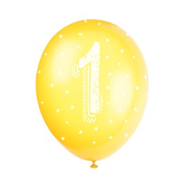 Assorted Color Number 1 Latex Balloons (30cm) Pack of 5 - Perfect for Birthdays & Special Occasions