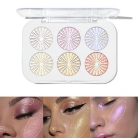 6 Color Face Cheek Highlighter Makeup Palette Shimmer Glitter Iridescent Multichrome Holographic Eyeshadow Palette Purple Rainbow Glitter Highlighter Makeup Highlight And Contour Palette Eye Makeup