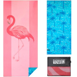 CrystErzoix Microfibre Beach Towels Lightweight Large Towels for Adults Sand Free Quick Drying Towel for Travel Swim Pool Gym Sports with Portable Pouch, Sized 180x80cm (Flamingo Pink)