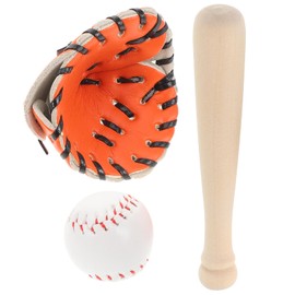 TOYANDONA 1 Set Baseball-Kuchenaufsätze: Baseball-Kuchendekorationen, Miniatur-Sportball-Handschuh-Schläger-Kits, ideal für Miniatur-Puppenhaus-Partygeschenke für Kinder, Jungen, Mädchen (Orange