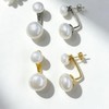 Pearl Earrings for Women Chunky Pearl Stud Earrings Front Back