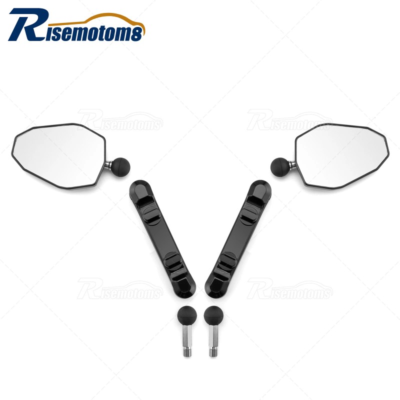 Risemotom8 RAM Ball Mount Motorcycle Rear View Side Mirror For