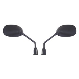 Pair of black motorcycles mirrors, universal fit, 10mm, rectangle, long stem