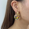 UPOWKA Multicolor Crystal Chunky Dangle Door Knocker Earrings,Statement Fashion Jewelry
