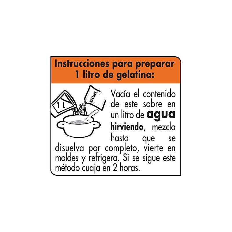 DGari Polvo para preparar gelatina con agua sabor naranja