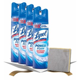 GROVE Power Foam Bathroom Cleaner Spray 24 oz Bundle with Microfiber Cloth - Powerful Foaming Bathroom Cleaner for Soap Scum and Limescale Removal - Leaves Surfaces Sparkling Clean - (5 Items)