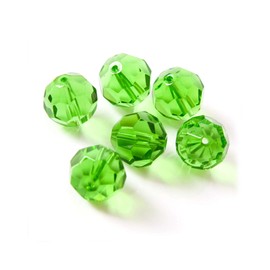 FAMLEAF 10mm 70Pcs Crystal Glass Beads, Round Glass Beads, Faceted Glass Beads,Faceted Glass Crystal Beads Bulk, Glass Beads for Jewelry Making(Green)